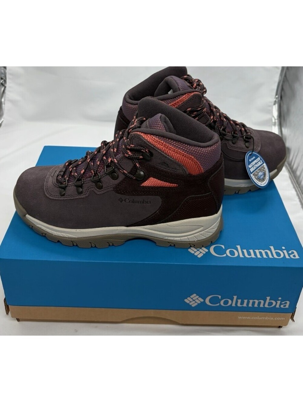 Columbia Newton Ridge Plus Hiking Boots Womens Sz 5 Purple New Waterproof Suede